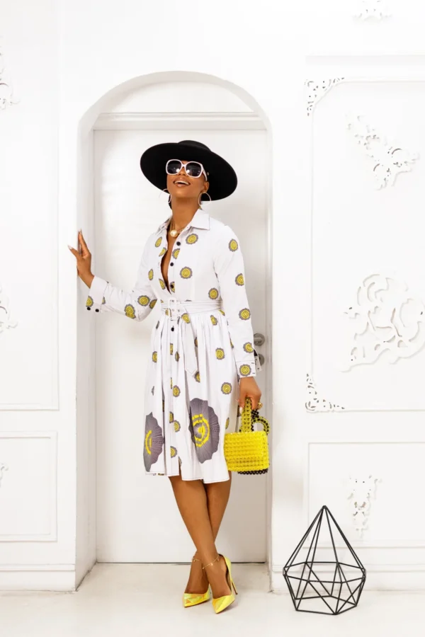 Elizabeth African Print Dress [white]