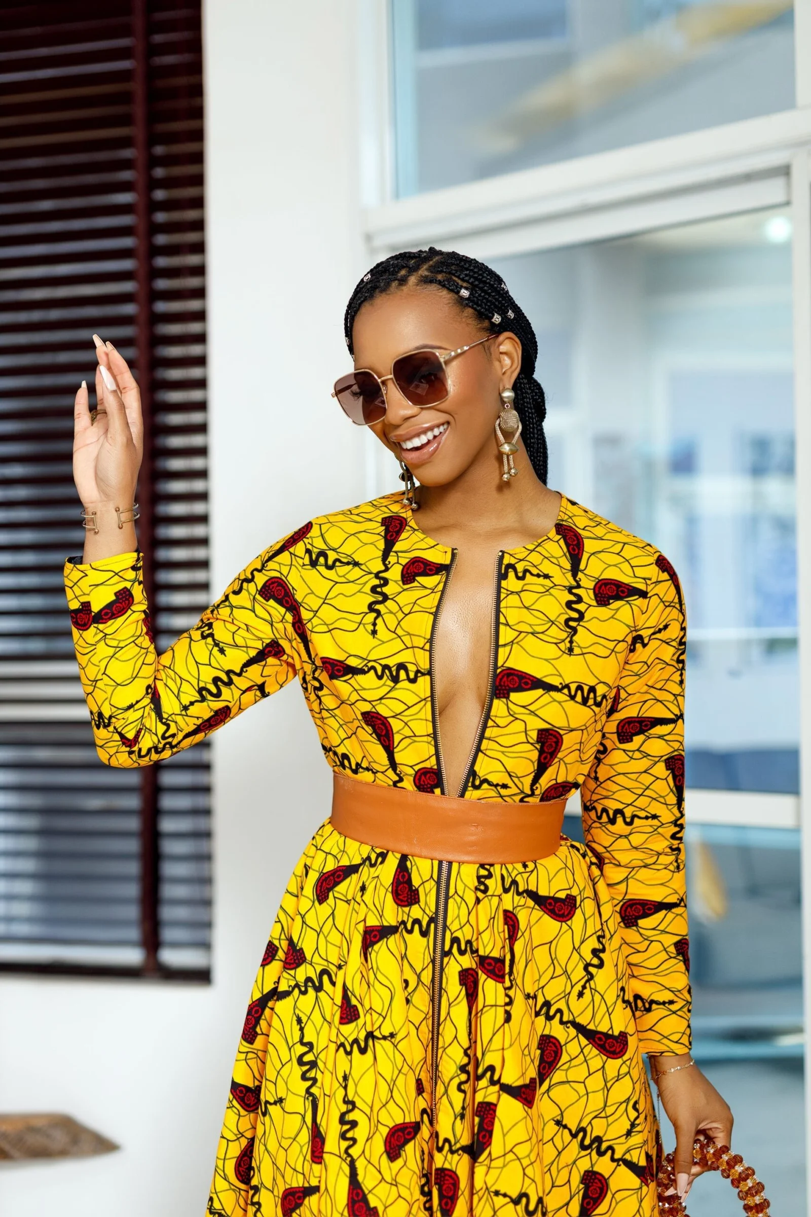 Keita African Print Zip Front Dress [Orange]