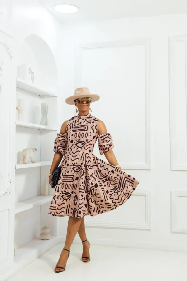 Dana African Print Cold Shoulder Dress [Tribal]