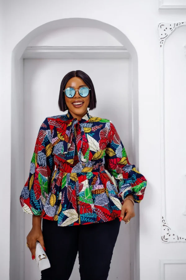 Bibi African Print Puff Sleeve Top [Multicolor]